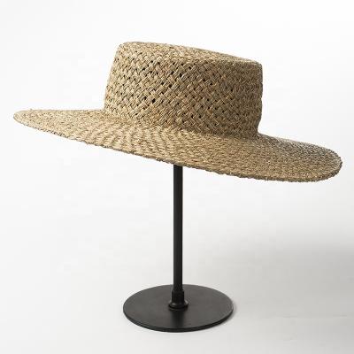 China Straw Hat Natural Precipitation Of New Summer Wide Striped Sombrero Plant Plankton Edge Flat Surface For Fashion Women Lady Beach Travels Sun Shade for sale