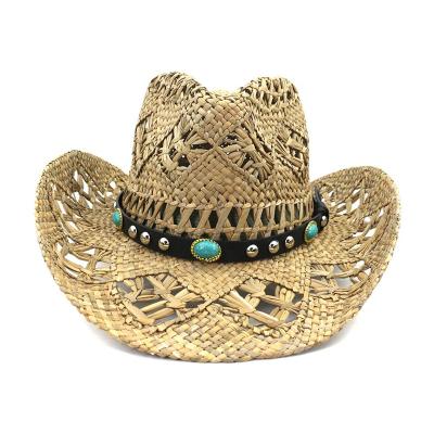 China 2021 New Image Summer Casual Dress Unisex Hand - Woven Natural Straw Cowboy Hat for sale