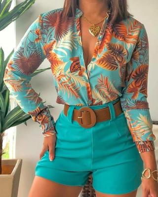 China 2022 Lady Breathable Sexy Floral Skirt Blouse Top Short Pant Suit Set Summer Ladies Women Dress Fashion For Summer Beach Outdoor Fashion for sale