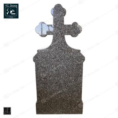 China YCT Amazon Factory Traditional Wholesale Romania Style Western Catholic Natural Cross Stone Granite Memorial Headstone for sale