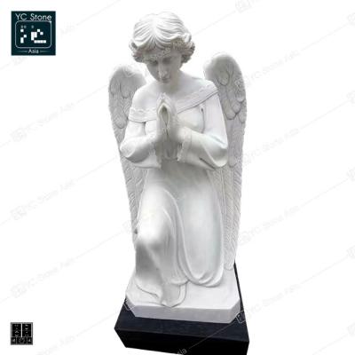 China Modern Chinese White Marble Angel Memorial Tombstone Headstone Monument for sale