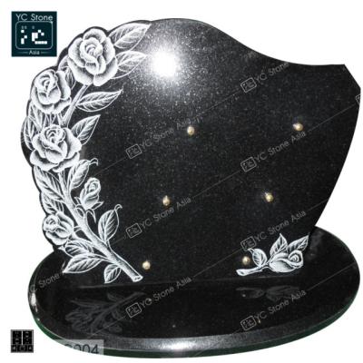 China Modern Black Upright Memorials Headstone Monument Headstone Granite Flower Headstone Granite Stone Slabs for sale