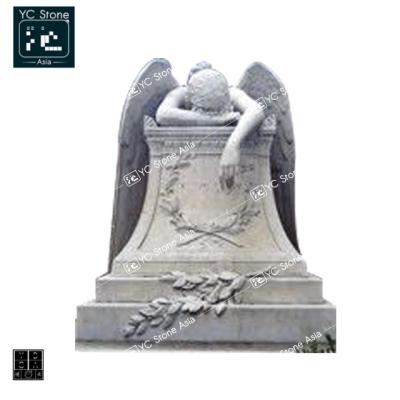 China Modern Granite Heart Headstone Granite Engraving Headstone Carved Angel Heart Monument Weeping Angel Sculptures for sale