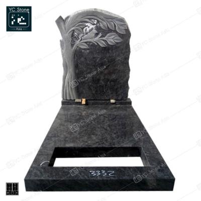 China Poland EUROPEAN Cheap Style Granite Headstone And Granite Headstone Black Engraved Tree Monument For Grave for sale