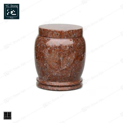 China European Style Factory Direct Selling Ash Box Bone for Men and Women Red Round Marble Urn for sale