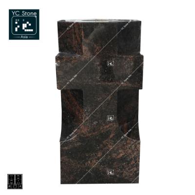 China Modern YC ASIA STONE: Aurora Cemetery Gravestone Cross Vase Granite Cross Vase for sale