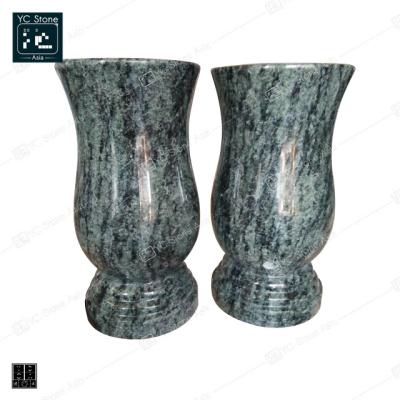 China Europe Green Stone Flower Vase For Tombstone for sale