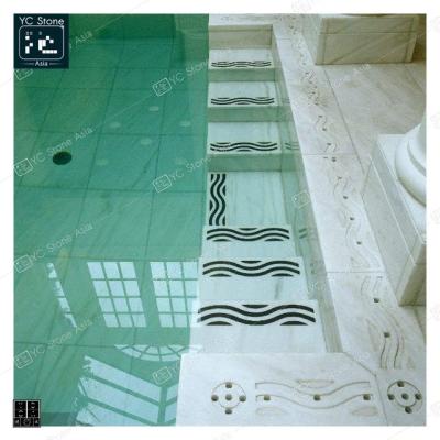 China Modern Design Outdoor Natural Marble Simple Style Square Stone Decorative Blue Granite Mosaic Tile For Swimming Pool for sale