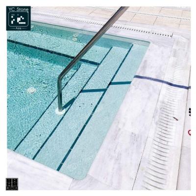 China Beautiful modern marble stone swimming blue marble brick for indoor and outdoor swimming pool for sale