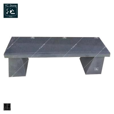 China Dark Gray Polished Natural Granite Marble Garden Chair Furniture Rectangle Garden Decoration Benches Long Chair For Outdoor for sale