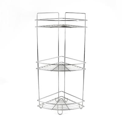 China Modern Design 3 Tier Stainless Steel Triangle Function Bathroom Kitchen Storage Shower Corner Bathroom Shelf for sale