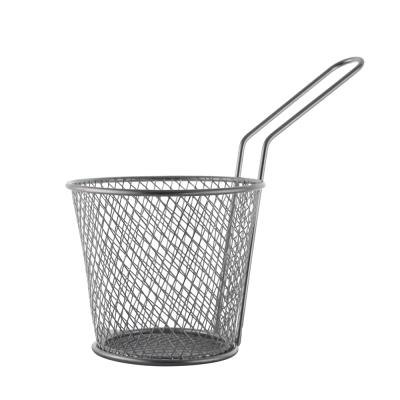 China Sustainable Kitchen Utensil French Restaurant Mini Serving Basket 201 Stainless Steel for sale