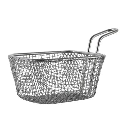 China 201 Stainless Steel Viable Place Fried Mesh Food Filter Fryer Basket Fried Mini Serving Basket French Fries for sale