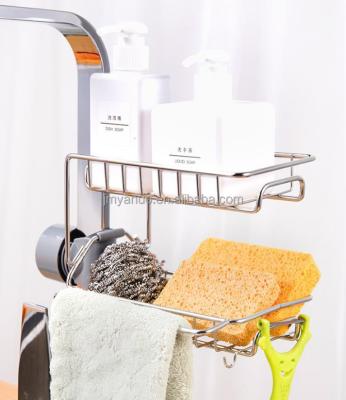 China Viable Home Organizer Adjustable Sponge Holder Soap Rack Drain Rack Bathroom Tissue Towel Shelf for sale