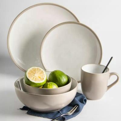 China Dishwasher Safe Sustainable Round Living Modern Nordic Tableware Porcelain Dinnerware Set For Wedding for sale