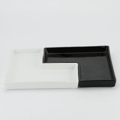 China New Arrival Rectangle Shape 2 Compartment Sustainable Divided Dish Dish for sale