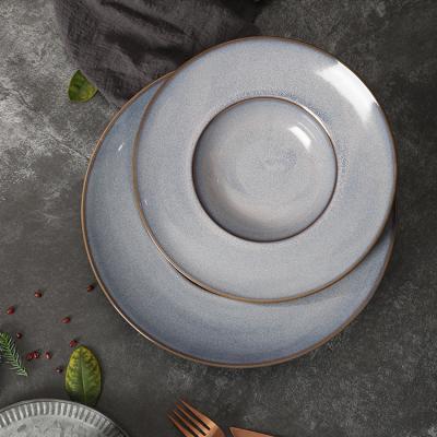 China Purple Modern Design Chandelier Minimalist Wholesale Responsive Restaurant Round Pasta Salad Ceramic Soup Dish for sale