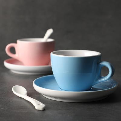 China Viable Wholesale Custom Color Coffee Used Porcelain Latte Coffee Cup With Saucer for sale