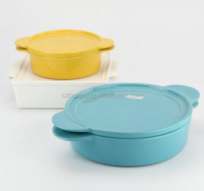 China Sustainable Wholesale Durable Heatproof Different Shape Colored Glazed Ceramic Casserole Set for sale