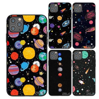 China 100% Hand Painted Colorful Stylish Starry Black Phone Case Eco-Friendly Spaces TPU Printed Phone Case For iPhone 12 11 11Pro 11Pro Max Case for sale