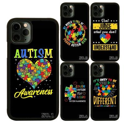 China 100% High Quality Eco-Friendly Phone Case Autism Awareness Puzzle Black TUP+PC Phone Case For iPhone 12 11 11Pro 11ProMax 8Plus for sale