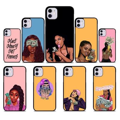 China Anti-falling MAKE MONEY Friends Not Black Girl Blask TPU+PC Printed Cell Phone Case For iPhone 12 12Pro Max 12Pro for sale