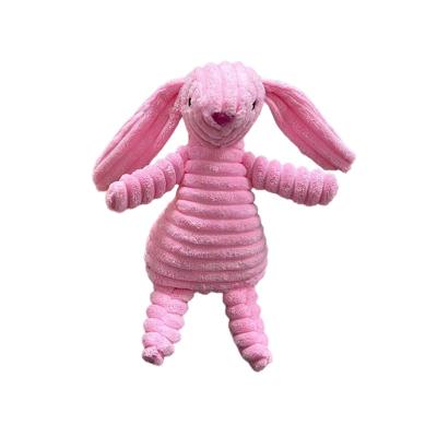 China Sustainable Pet Supplies Factory Custom Animals Train Corduroy Bunny Squeaky Dog Toy Pet Chew Resistant Plush Toys for sale