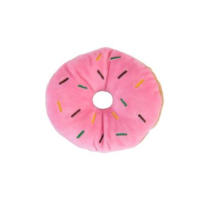 China Custom Viable Soft Plush Donuts Pet Chew Toy New Design Plush Squeaky Dog Toys for sale