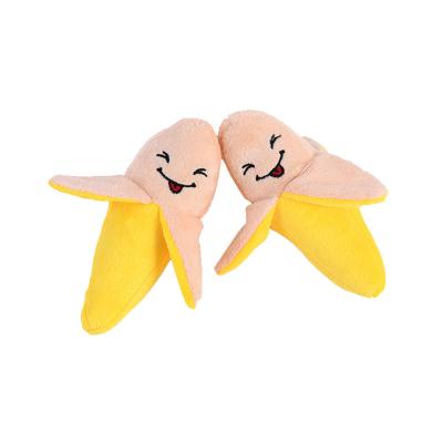 China Wholesale Viable Cartoon Creativity Banana Dog Plush Toy Doll Customized Pet Interactive Cute Squeak Plush Toys for sale