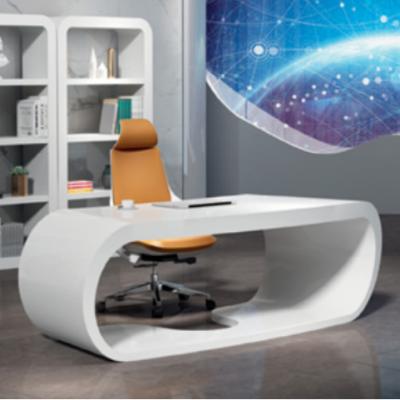 China Furniture Expandable Luxurious White Piano Desk Varnish Coat Boss Baking Desk With Unique Fashion Fancy Design for sale