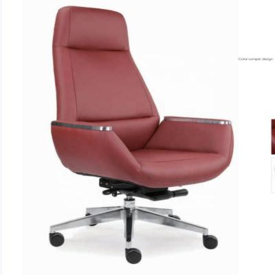 China (Size)Adjustable Luxury Red Executive Home Office Swivel Chair With Italy Design Genuine Leather High Back For Lady Humpback Chair for sale