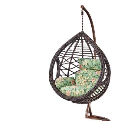 China Strong Swing Seat Patio Furniture Patio Swings Hanging Rattan Egg Lounger With Metal Frame Rack for sale