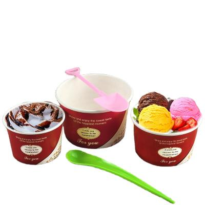 China Custom printed waterproof ice cream paper cup logo beverage store custom printed paper cup for sale