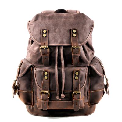 China Large Capacity Hiking Rucksack Waterproof Waxed Canvas Rucksack Men Backpacks Leisure Rucksack Travel School Bag Laptop Bagpack Mens Vintage Shoulder Bookbags for sale