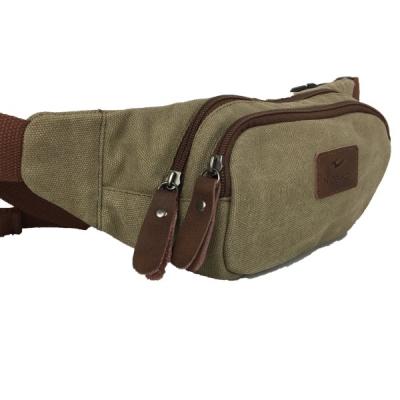 China Heavy Duty Vintage Waist Pack Adjustable Waist Pack Canvas Running Fanny Pack Sling Bag For Outdoor for sale