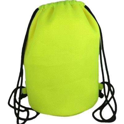 China Large Capacity Lightweight Bags With Rope Shoulder Straps Yellow Color Bucket Shape Bags Sandwich Mesh Backpack for sale