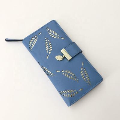 China PU Leather Anti-theft Purse Wallet Women Wallet Gold Female Cavity Long Leaves Pocket Purse For Women Coin Purse Card Holders Grab for sale