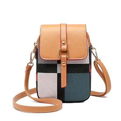 China fashion & Vintage Lattice Bag Lady Small Phone Shoulder Bag Women PU Quilted Leather Cross - Body Bag Mini Messenger Handbag Lady Purse Casual Mobile Phone Bag for sale