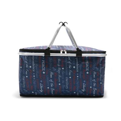 China Foldable Large Size Insulated Waterproof Cooler Bag Folding Outdoor Bag 29 L Picnic Basket Cooler Picnic Bag for sale