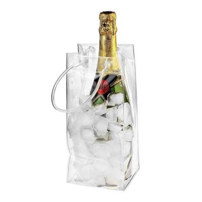 China PVC Insulated Transparent Champagne Bottle Chiller Bag Portable Wine Package for sale