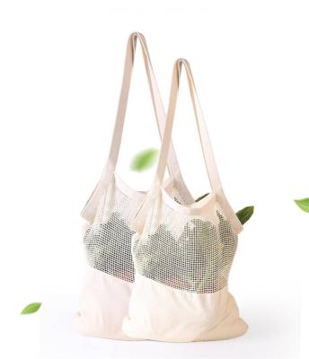 China Reusable Organic Handled Cotton Mesh Shopping Bags Cotton Mesh Eco Friendly Bags For Cotton Mesh Vegetable Packing Bag For Promotional for sale