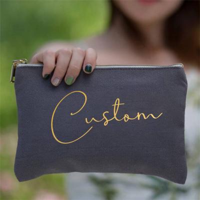 China Plain Cheap Custom Logo Eco Organic Cotton Canvas White Canvas Makeup Bag Cosmetic Pouch for sale