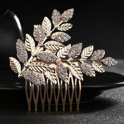 China HXC4177A Trendy Fashion Gold Leaves Hair Combs Bridal Decorative Hair Comb Wedding Hair Accessories for sale