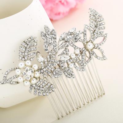 China New Design HXC4032 Trendy Fashion Foil Hair Comb Bridal Crystal Hair Comb Wedding Hair Accessories for sale