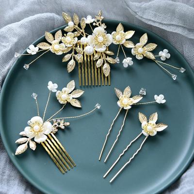 China Fashionable MC1789 Fashion Bridal Flower Hair Comb Set Handmade Flower Hair Comb Wedding Headpiece for sale