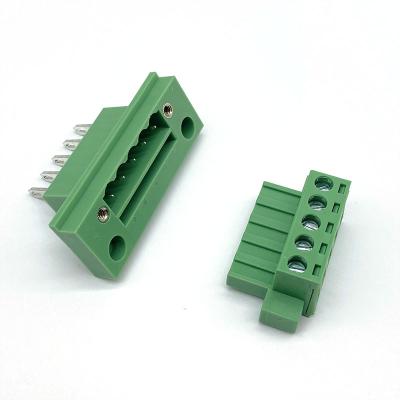 China Wall Mounted 5.0/5.08mm Plug-In Terminal Block 300v 10a Male Female for sale