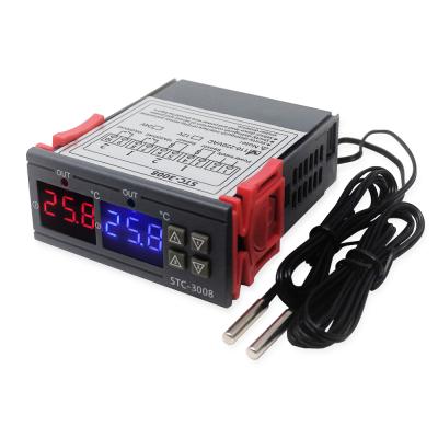 China Dual Digital Temperature Control Controller Thermostat Two Relay Output 12V AC 110-220V 10A 75X34X85mm Temperature Instruments for sale