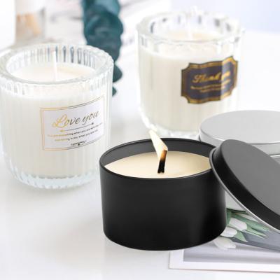 China Hot Selling 12pcs Morden Round Tin Box Candle Tin Black Gold Silver Jar Storage Metal Empty Candle Jar for sale