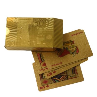 China Europe 500 Dollar 24K Gold Plated Playing Card For Travel Collection for sale