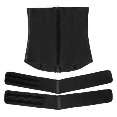 China High Quality Antibacterial Neoprene 9 Steel Bone Double Belt Sweated Slimming Detachable Stomach Women Waist Trainer for sale